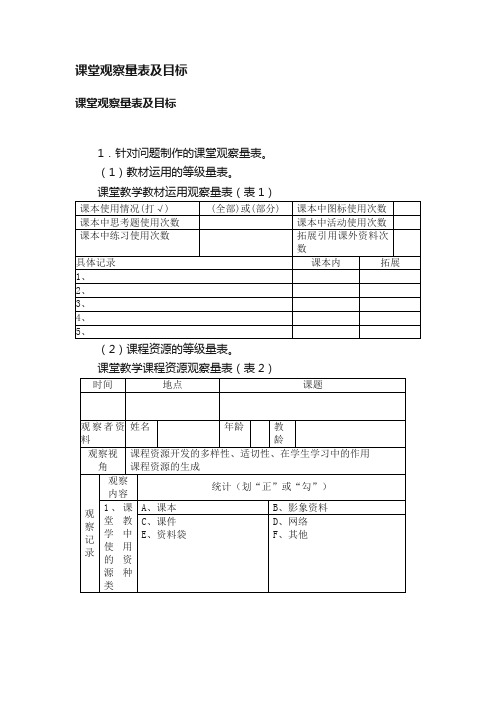 课堂观察量表及目标