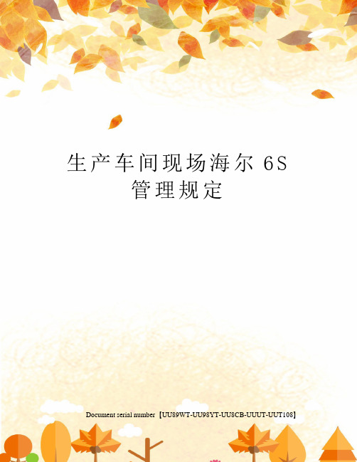 生产车间现场海尔6S管理规定