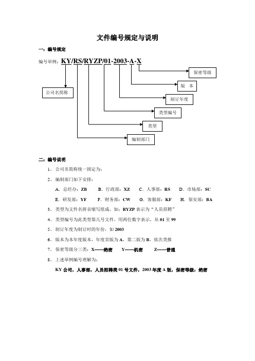 文件编号规定与说明