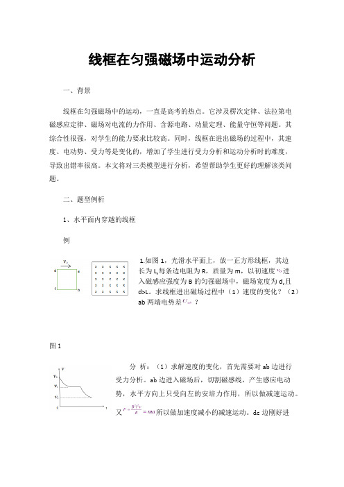 线框在匀强磁场中运动分析