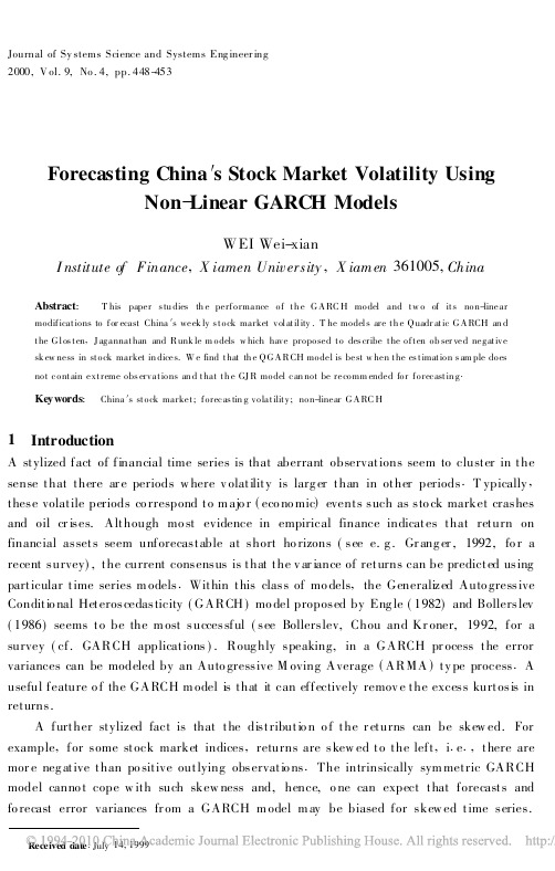 Forecasting China′s Stock Market Volatility Using