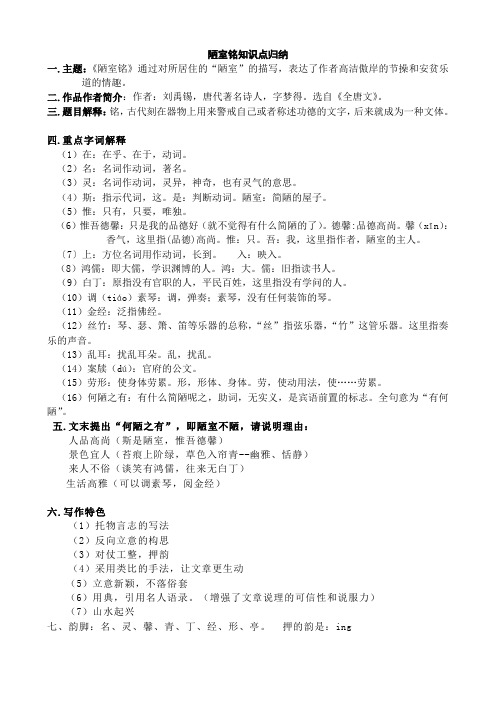 22.《陋室铭》知识点归纳