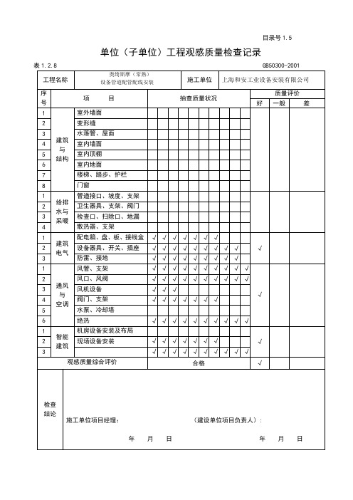 观感质量验收记录