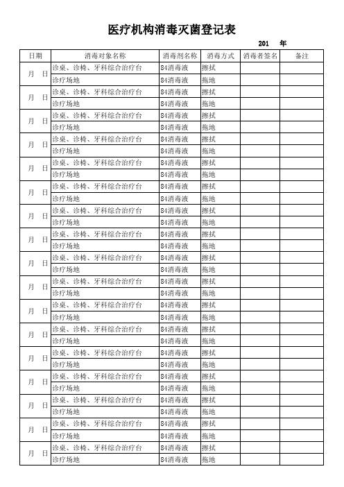 医疗机构消毒灭菌登记本