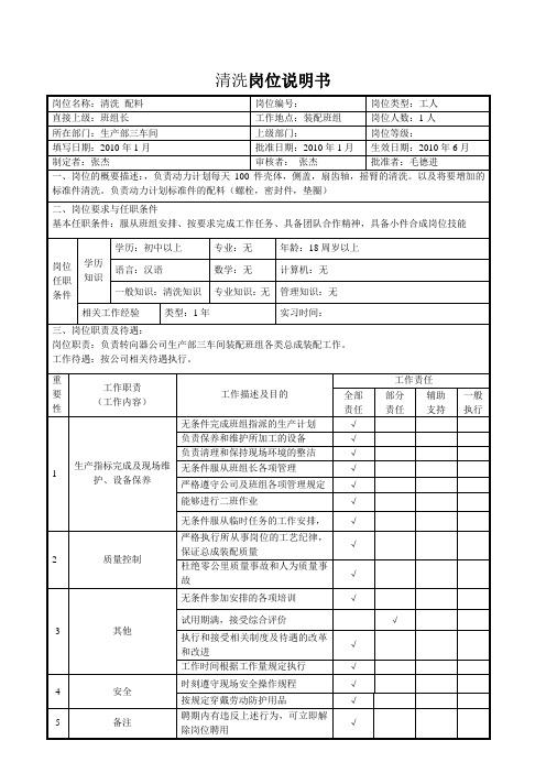 装配岗位说明书