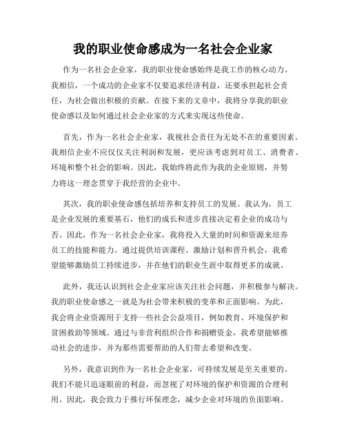 我的职业使命感成为一名社会企业家