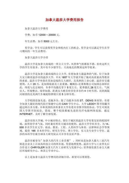 加拿大温莎大学费用报告.doc