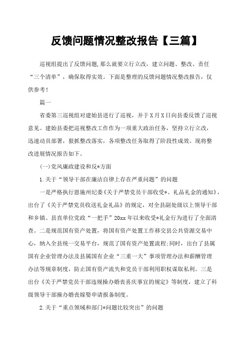 反馈问题情况整改报告三篇