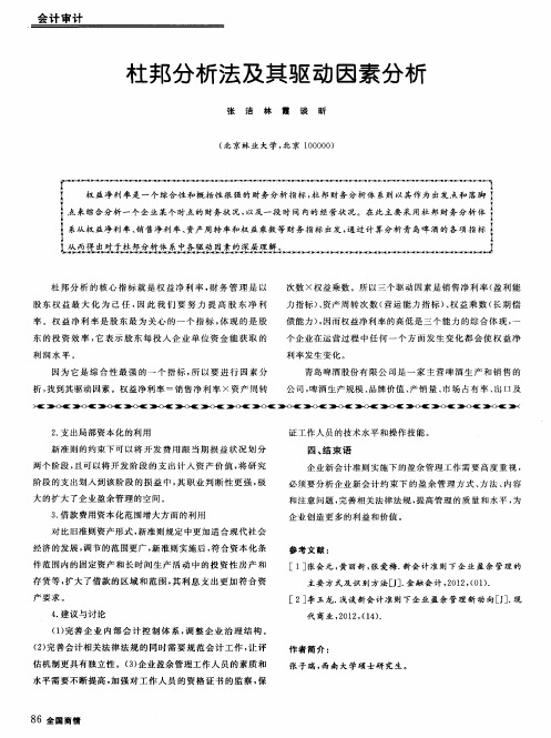 杜邦分析法及其驱动因素分析