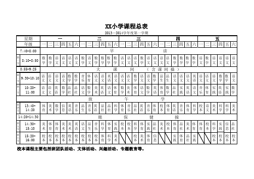 小学学校课程总表