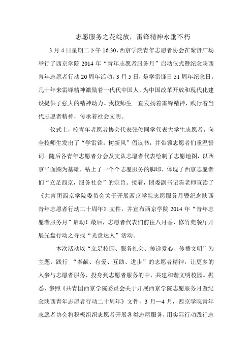 新闻稿志愿服务月