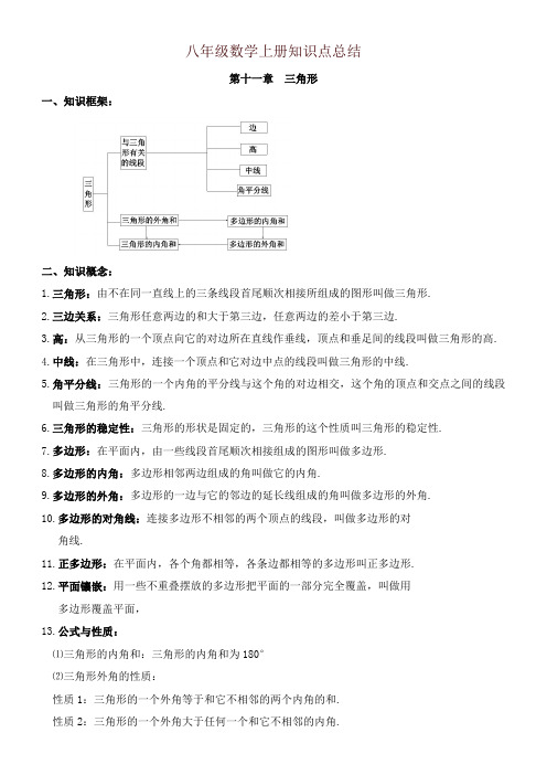 八年级数学上册期中复习知识点整理-精编