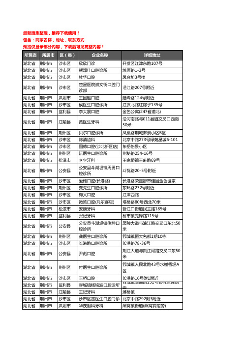 新版湖北省荆州市牙科企业公司商家户名录单联系方式地址大全198家