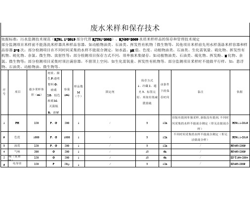 废水采样和保存技术