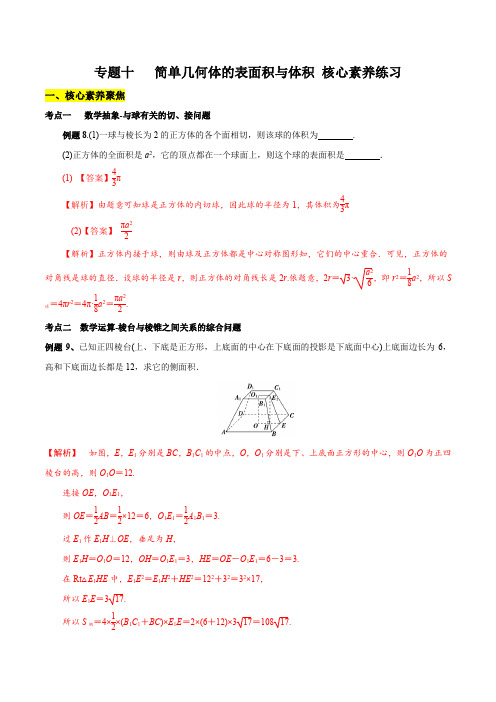 专题10 简单几何体的表面积与体积(核心素养练习)(解析版)