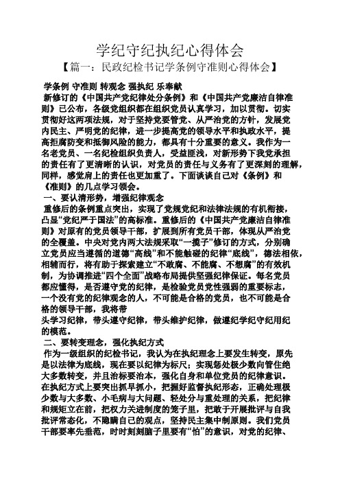 学纪守纪执纪心得体会