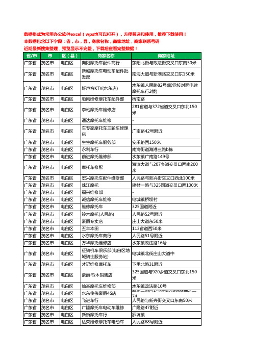 2020新版广东省茂名市电白区摩配工商企业公司商家名录名单黄页联系电话号码地址大全230家