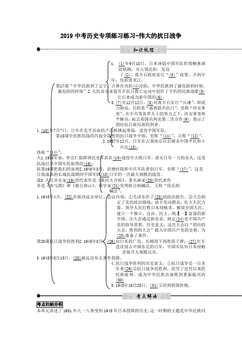 2019中考历史专项练习练习-伟大的抗日战争.doc