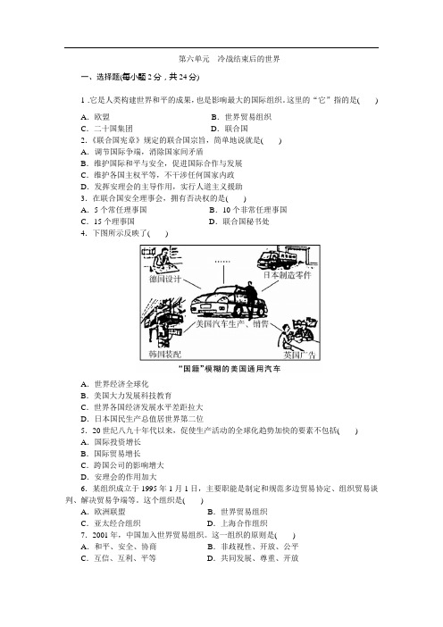 部编人教版九年级历史下册第六单元 冷战结束后的世界综合测试题