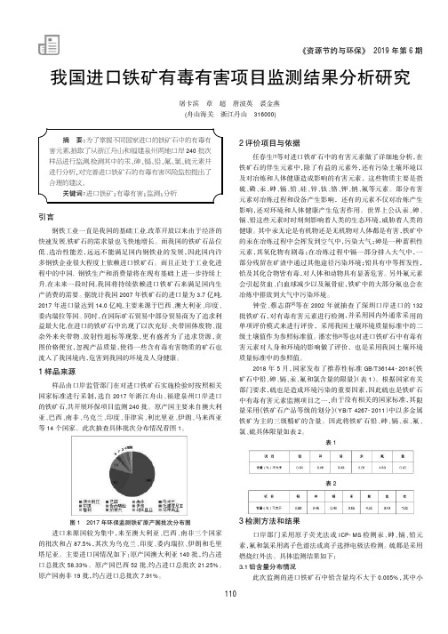 我国进口铁矿有毒有害项目监测结果分析研究