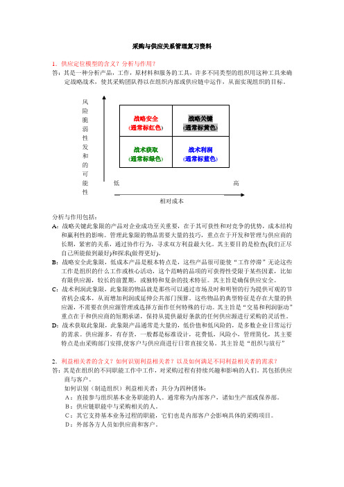 08-11采购与供应关系复习资料