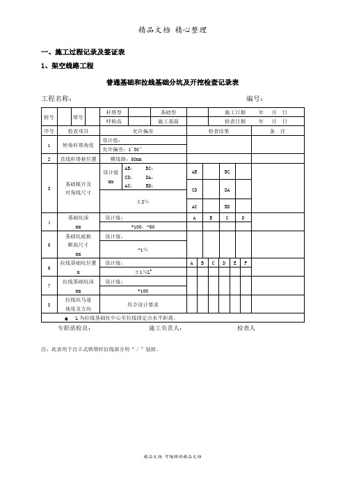 节能工程施工记录及检验表