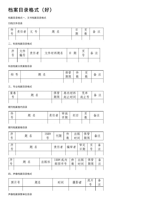 档案目录格式（好）