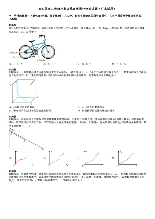 2023届高三考前冲刺训练高效提分物理试题(广东适用)