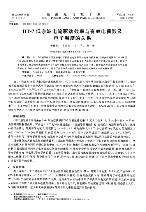 HT-7低杂波电流驱动效率与有效电荷数及电子温度的关系