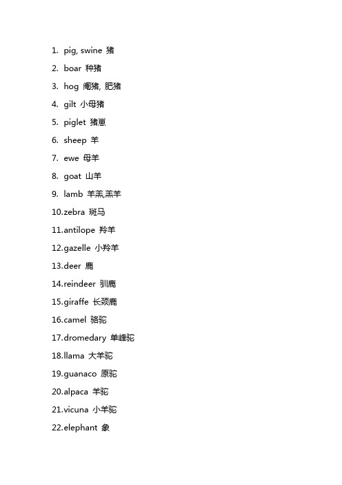 英语动物词汇180个