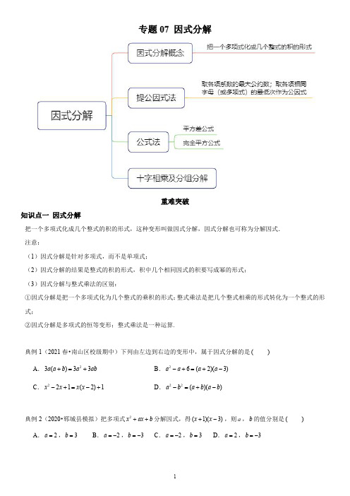 专题 因式分解(知识点精讲)(学生版)