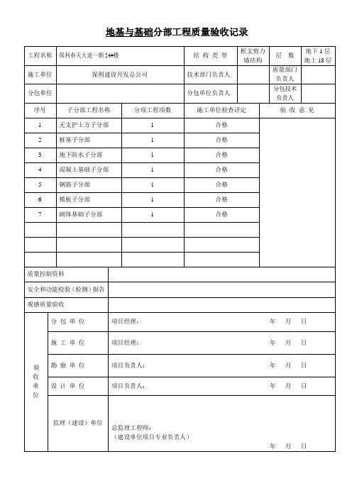 24#楼地基与基础分部分项