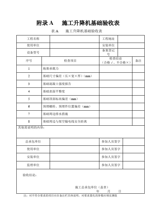 施工升降机JGJ215-2010全部附表