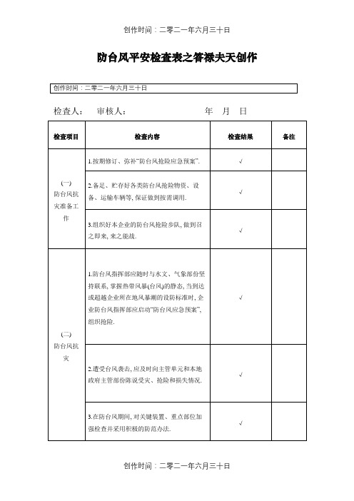 施工现场防台风安全检查表