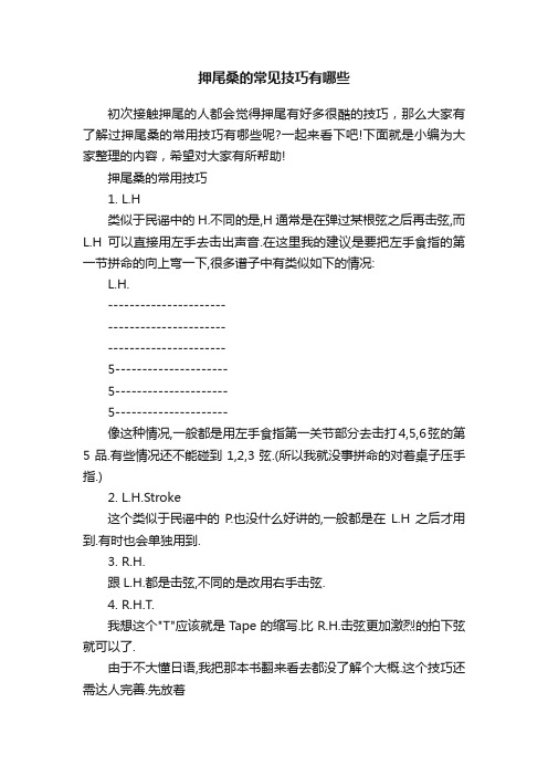 押尾桑的常见技巧有哪些