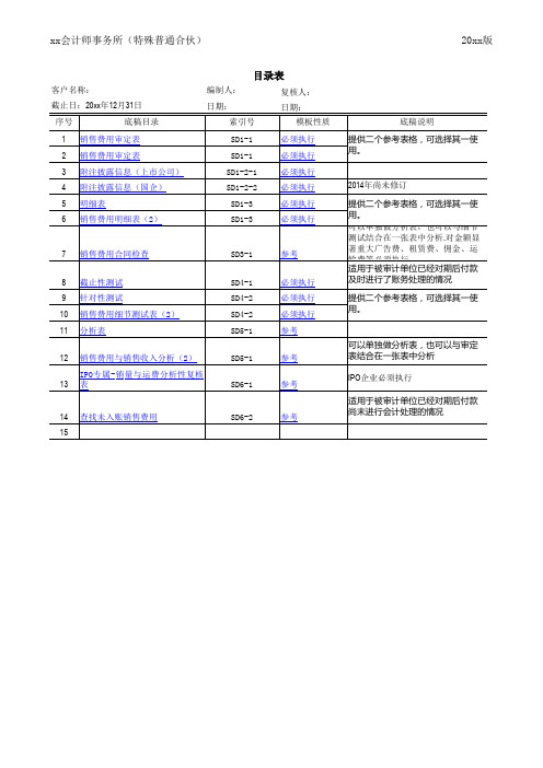 审计工作底稿-SD销售费用(整套底稿)