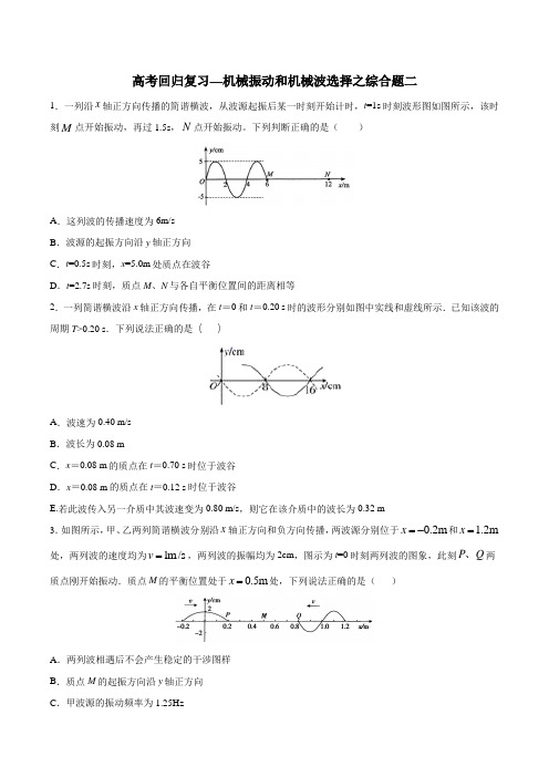 2020年高考回归复习—机械振动和机械波选择综合题二  含答案