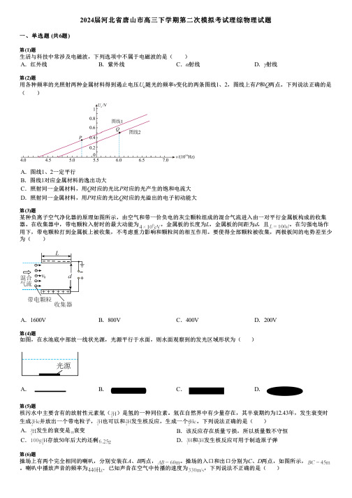 2024届河北省唐山市高三下学期第二次模拟考试理综物理试题