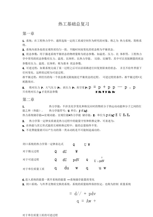 热工基础期末总复习重点(张学学)