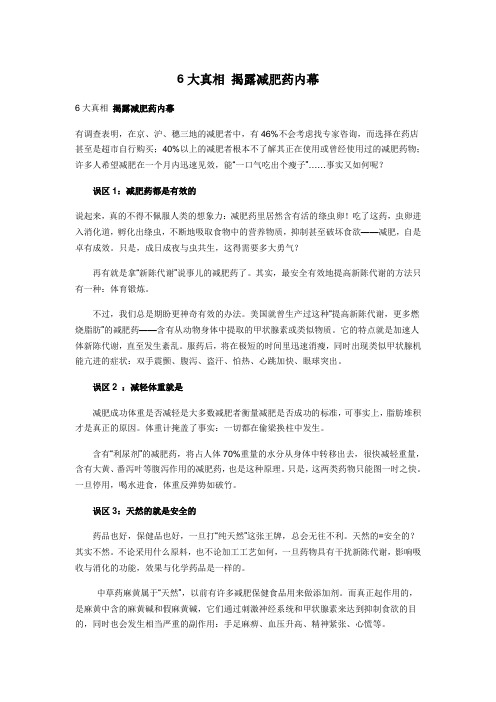 【药物减肥】—6大真相 揭露减肥药内幕