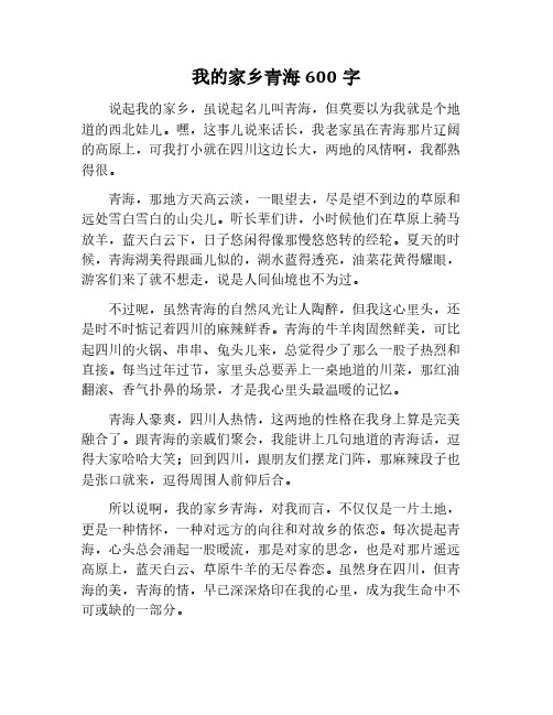 我的家乡青海600字作文