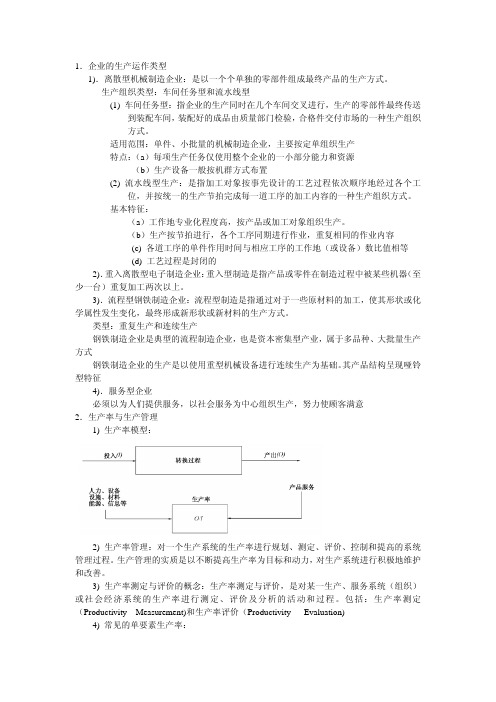 工业工程 总复习提纲