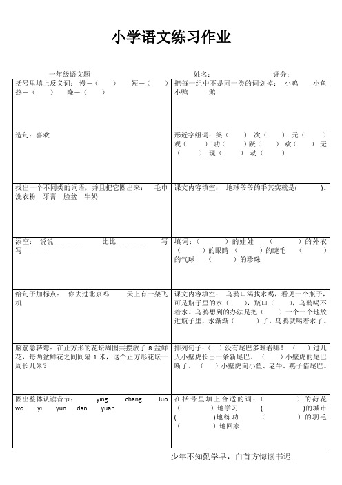 小学一年级语文每日必练I (99)