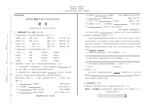 2019年陕西省中考语文试卷