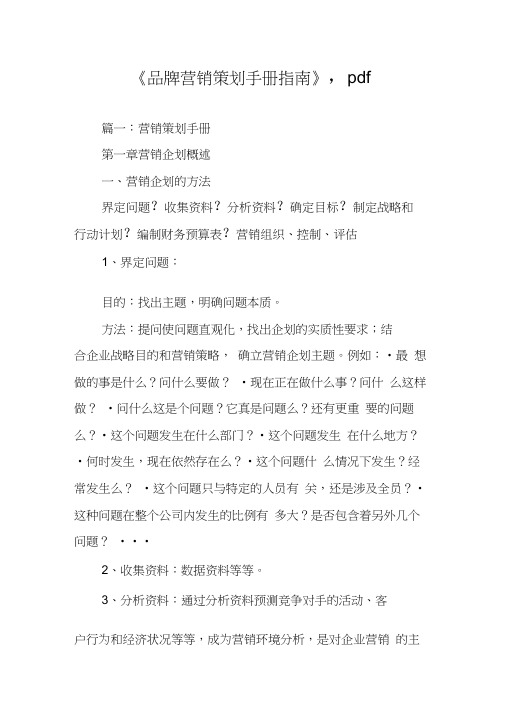 《品牌营销策划手册指南》,pdf