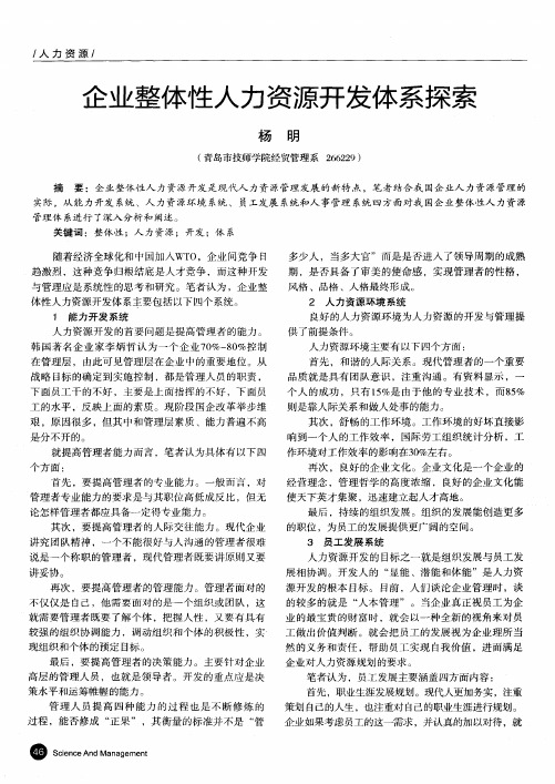 企业整体性人力资源开发体系探索