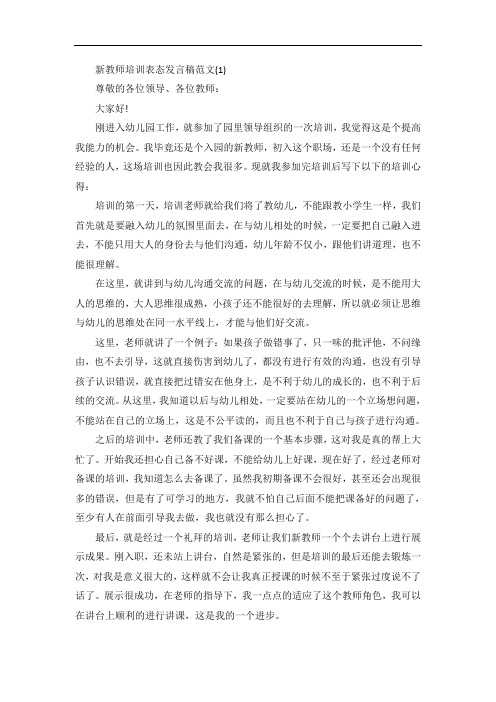 新教师培训表态发言稿5篇