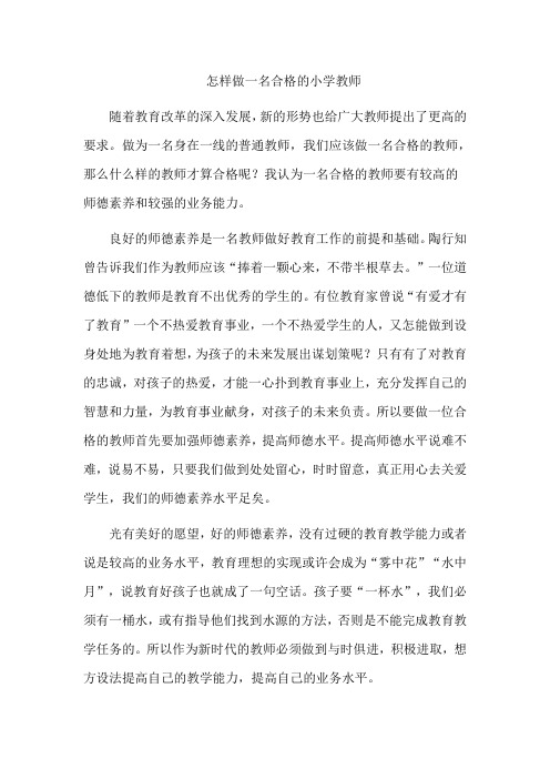 怎样做一名合格的小学教师