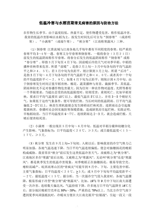 低温冷害及水稻苗期常见病害的原因及防治方法