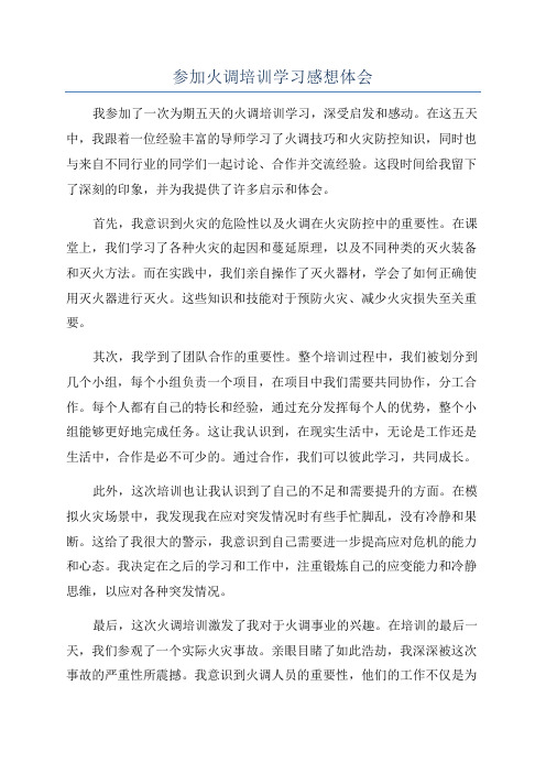 参加火调培训学习感想体会